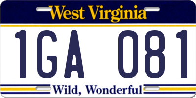 WV license plate 1GA081