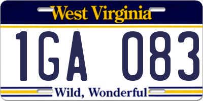 WV license plate 1GA083