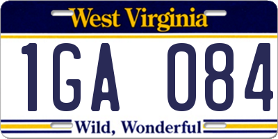 WV license plate 1GA084