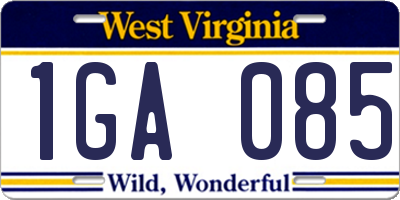 WV license plate 1GA085