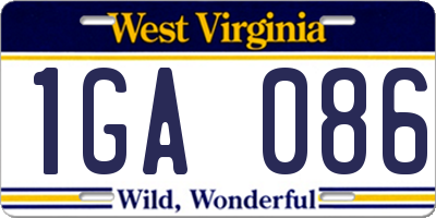 WV license plate 1GA086