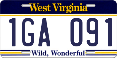 WV license plate 1GA091
