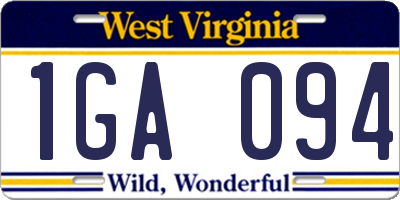 WV license plate 1GA094