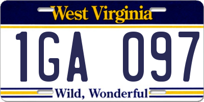 WV license plate 1GA097
