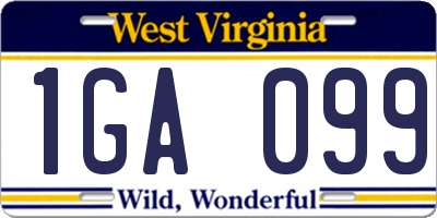 WV license plate 1GA099