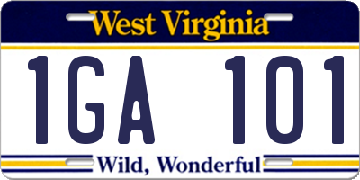 WV license plate 1GA101