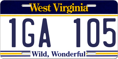 WV license plate 1GA105