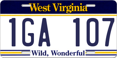 WV license plate 1GA107