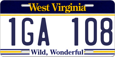 WV license plate 1GA108