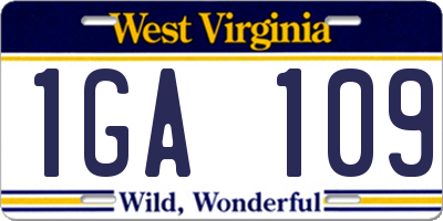 WV license plate 1GA109