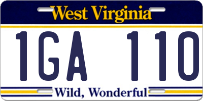 WV license plate 1GA110
