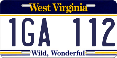 WV license plate 1GA112