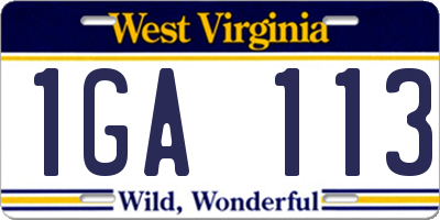 WV license plate 1GA113