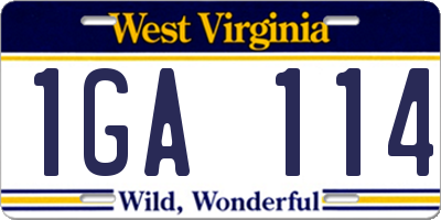 WV license plate 1GA114