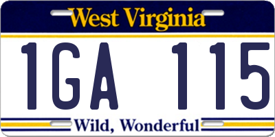 WV license plate 1GA115