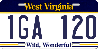 WV license plate 1GA120