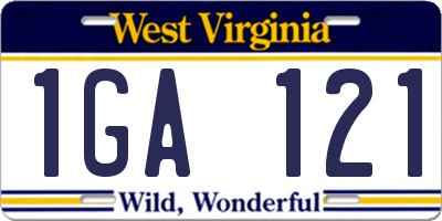 WV license plate 1GA121