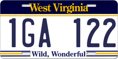 WV license plate 1GA122