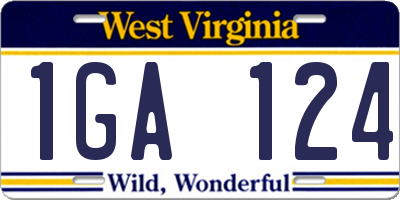 WV license plate 1GA124
