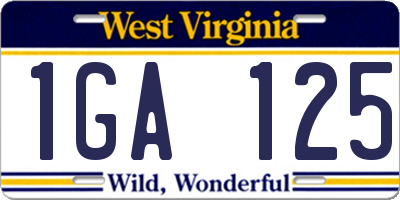 WV license plate 1GA125