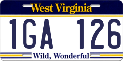 WV license plate 1GA126