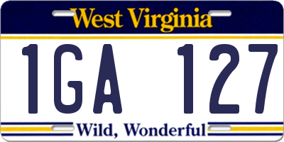 WV license plate 1GA127