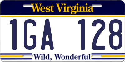 WV license plate 1GA128