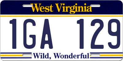 WV license plate 1GA129