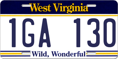 WV license plate 1GA130