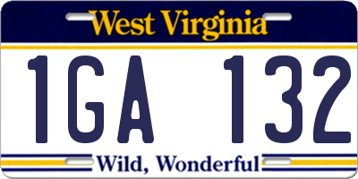 WV license plate 1GA132
