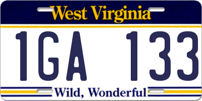 WV license plate 1GA133