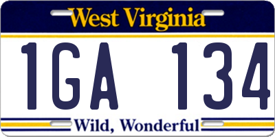 WV license plate 1GA134