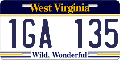 WV license plate 1GA135