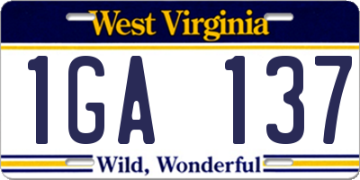 WV license plate 1GA137