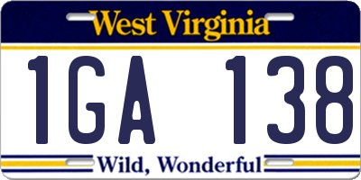 WV license plate 1GA138