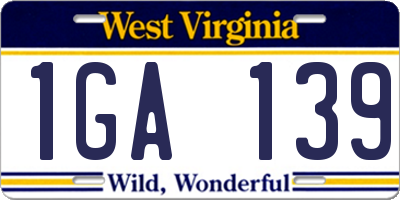WV license plate 1GA139
