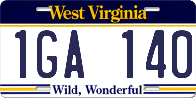WV license plate 1GA140