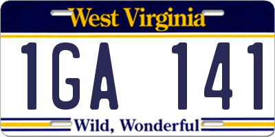 WV license plate 1GA141