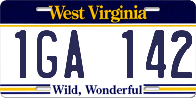 WV license plate 1GA142