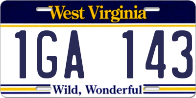 WV license plate 1GA143