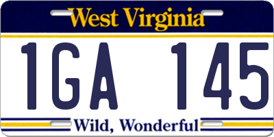 WV license plate 1GA145