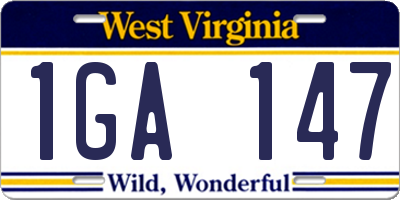 WV license plate 1GA147