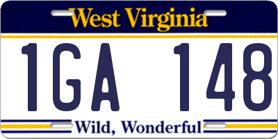 WV license plate 1GA148