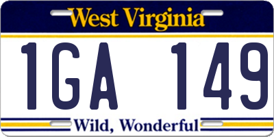 WV license plate 1GA149