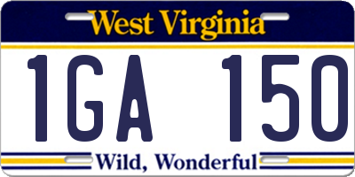 WV license plate 1GA150