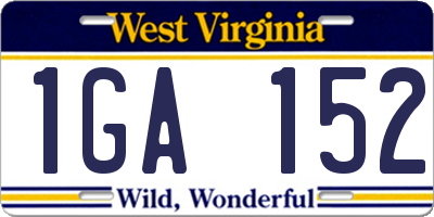 WV license plate 1GA152