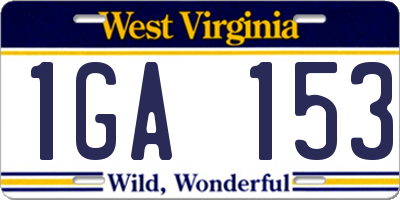 WV license plate 1GA153