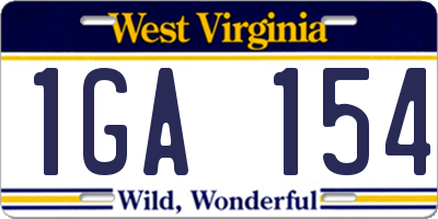 WV license plate 1GA154