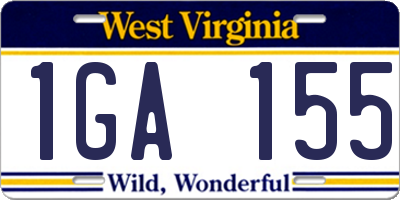 WV license plate 1GA155