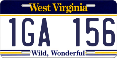 WV license plate 1GA156